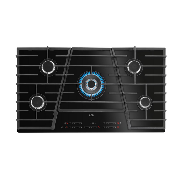 AEG HVB95450IB 90cm TouchSure 5 burner gas on ceramic glass cooktop