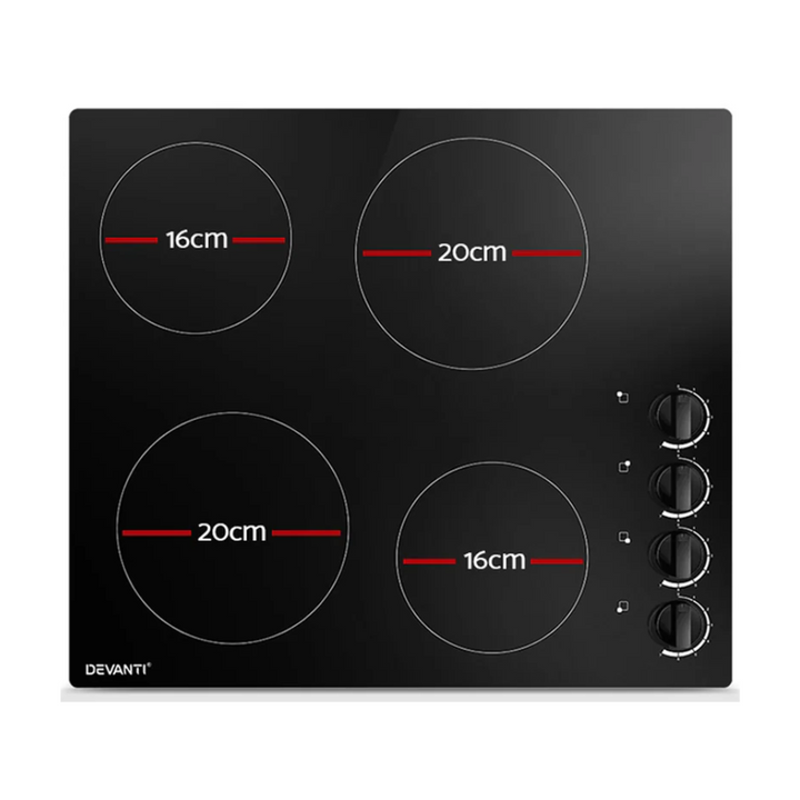 Devanti 60cm Black Ceramic Electric Cooktop - Free shipping - Brisbane Home Appliances